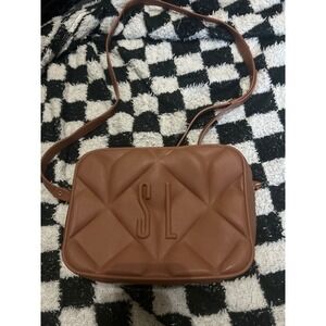 Quilted‎ Crossbody Bag Brown SL Initial Purse Adjustable Strap Trendy Chic
